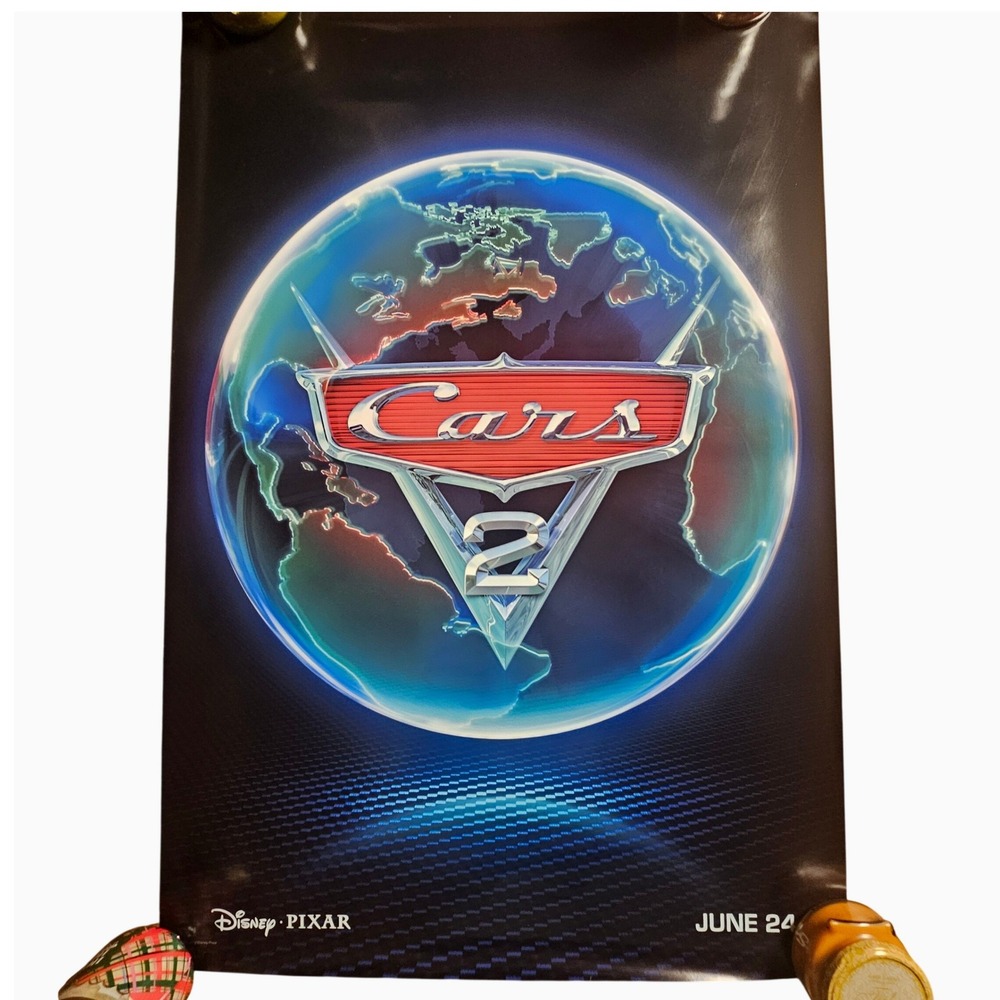 Cars 2 2011 Original Teaser Movie Poster 27x40 Owen Wilson Michael‎ Caine D/S